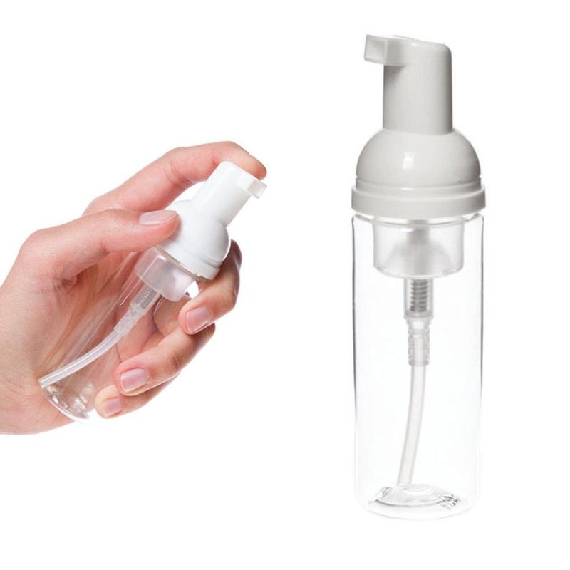 NaRaMax 1 Clear Plastic Foamer Bottle Pump Travel Size White Mini Dispenser 1.7 Oz - Image 1